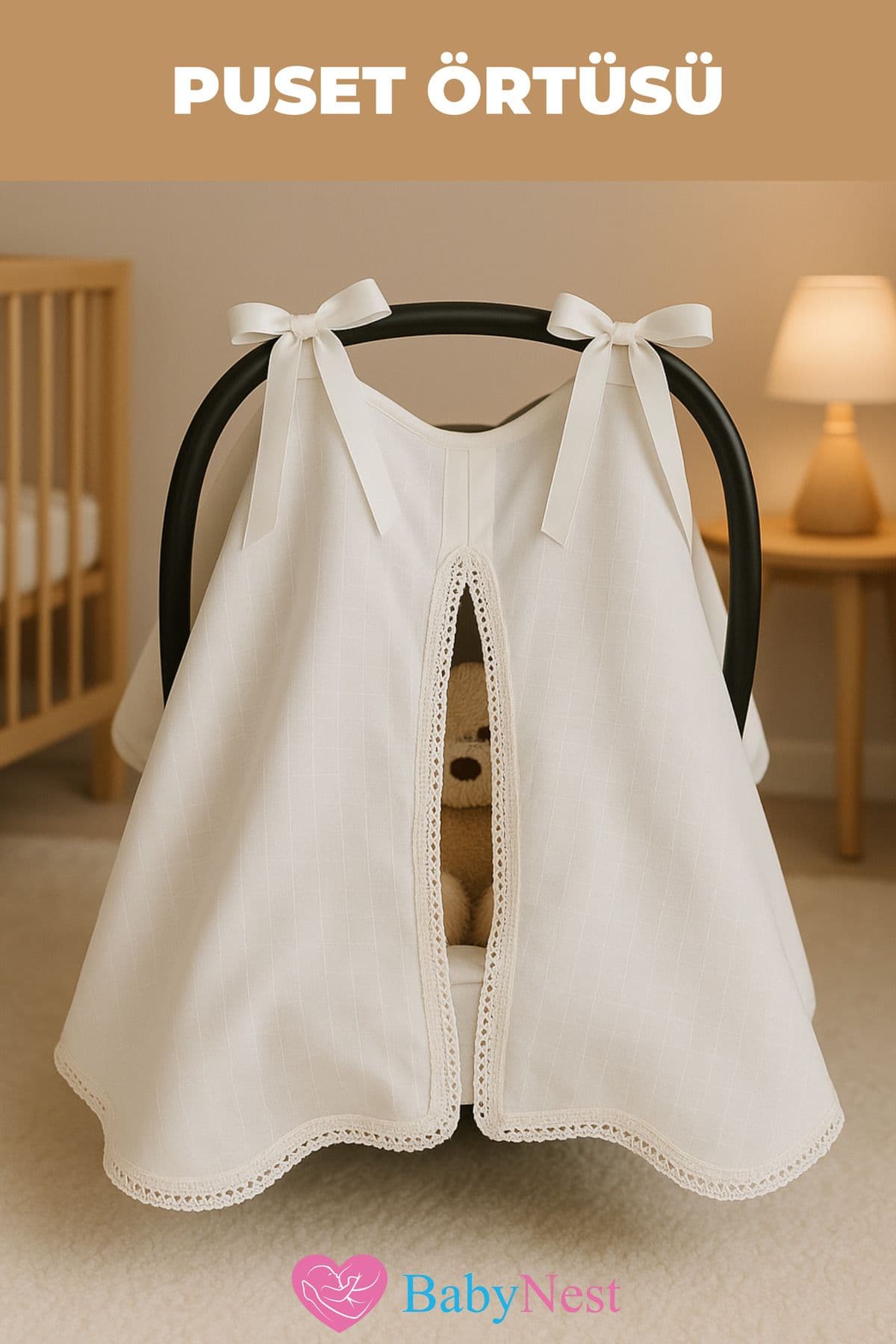 Puset Ortusu/Bebek Arabasi Ortusu %100 Pamuk Muslin Beyaz
