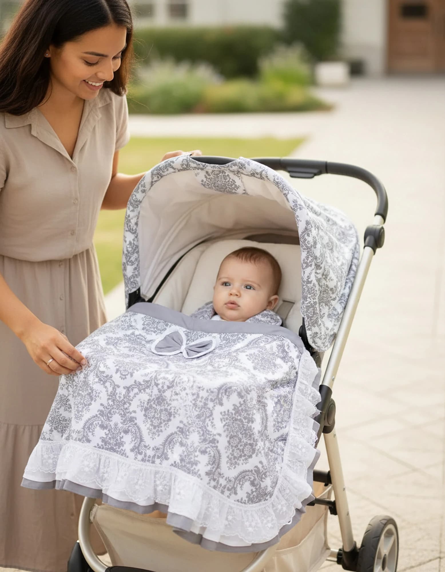 Tek Puset Ortusu %100 Pamuk Firfirli Gupurlu Elegant BabyNest görsel 2