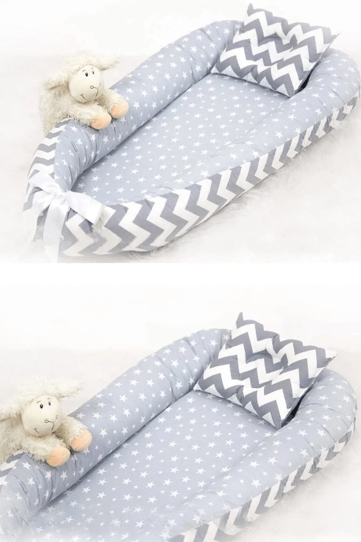 Yatak ve Ortopedik Yastik Mint ve Gri Yildiz BabyNest