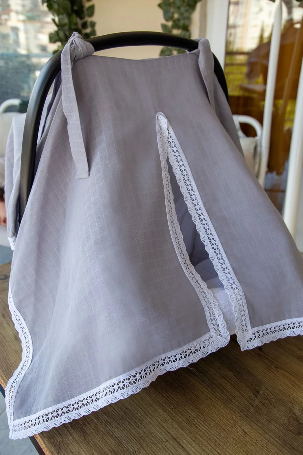 Puset Ortusu/Bebek Arabasi Ortusu %100 Pamuk Muslin Gri BabyNest