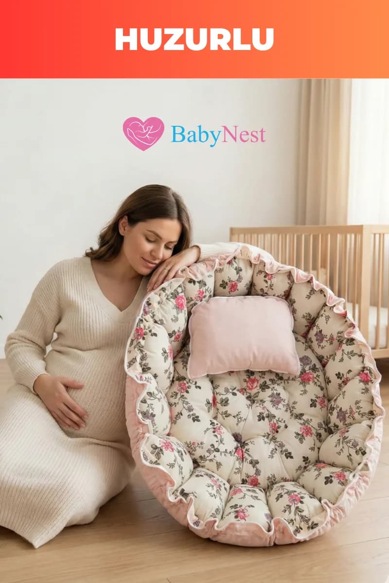 Yuvarlak Yatak/oyun Minderi Ve Yastigi Gül bahçesi VE PEMBE PIKELI BabyNest