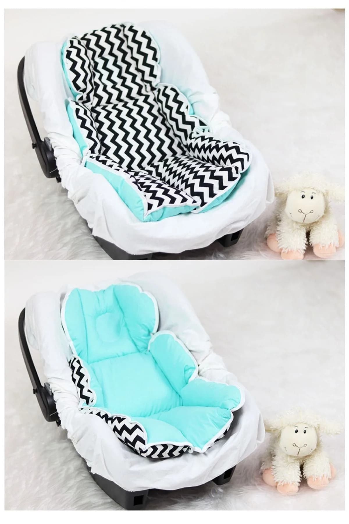 Puset Minderi mınt ve siyah zigzaklı BabyNest