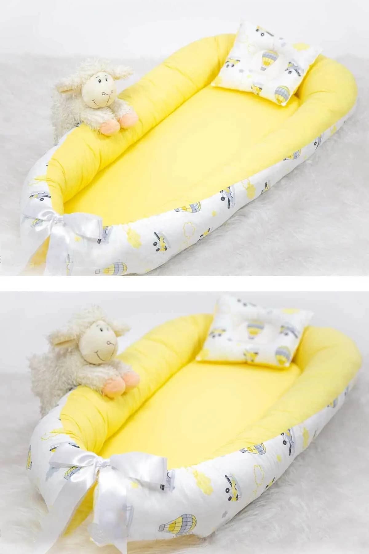 Bebek Yatak Ve Ortopedik Yastik Sarı ve uçan balonlar BabyNest
