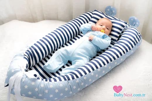 BabyNest mavi yıldızlı kulaklı model