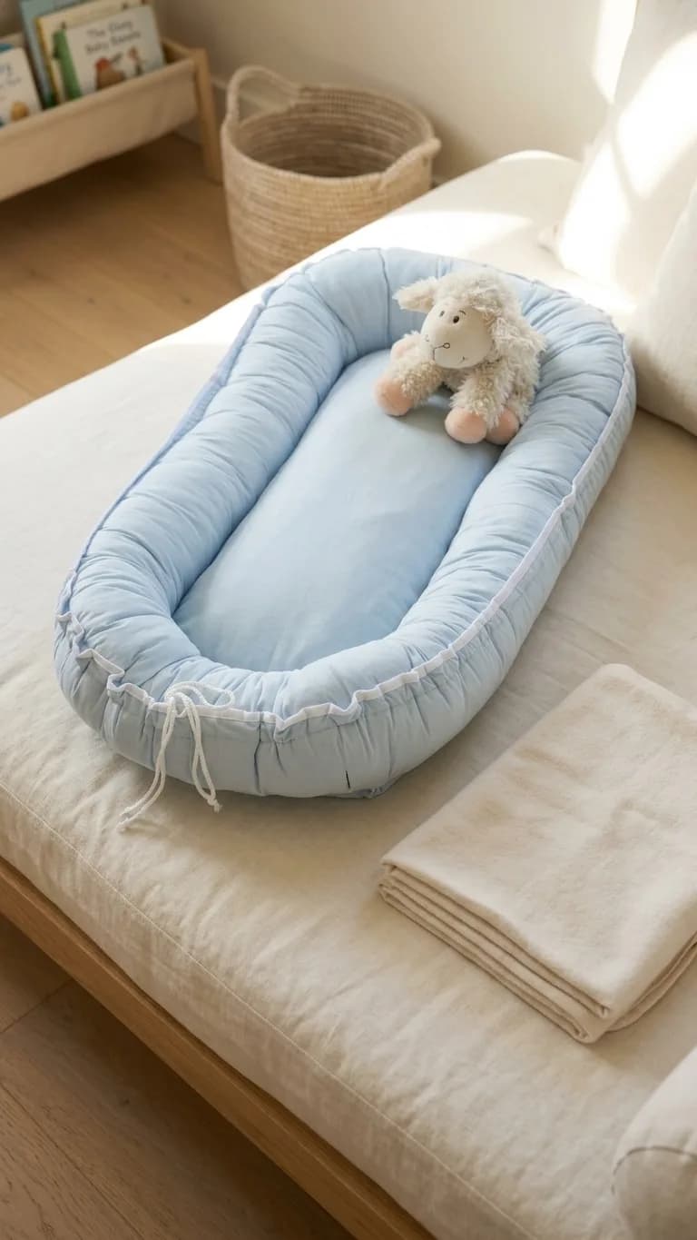 Oval yenidoğan beşik içi Babynest Bebek Mavisi