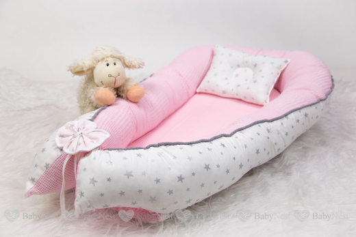 BabyNest - BabyNest Pembe Pike ve Gri Yıldız