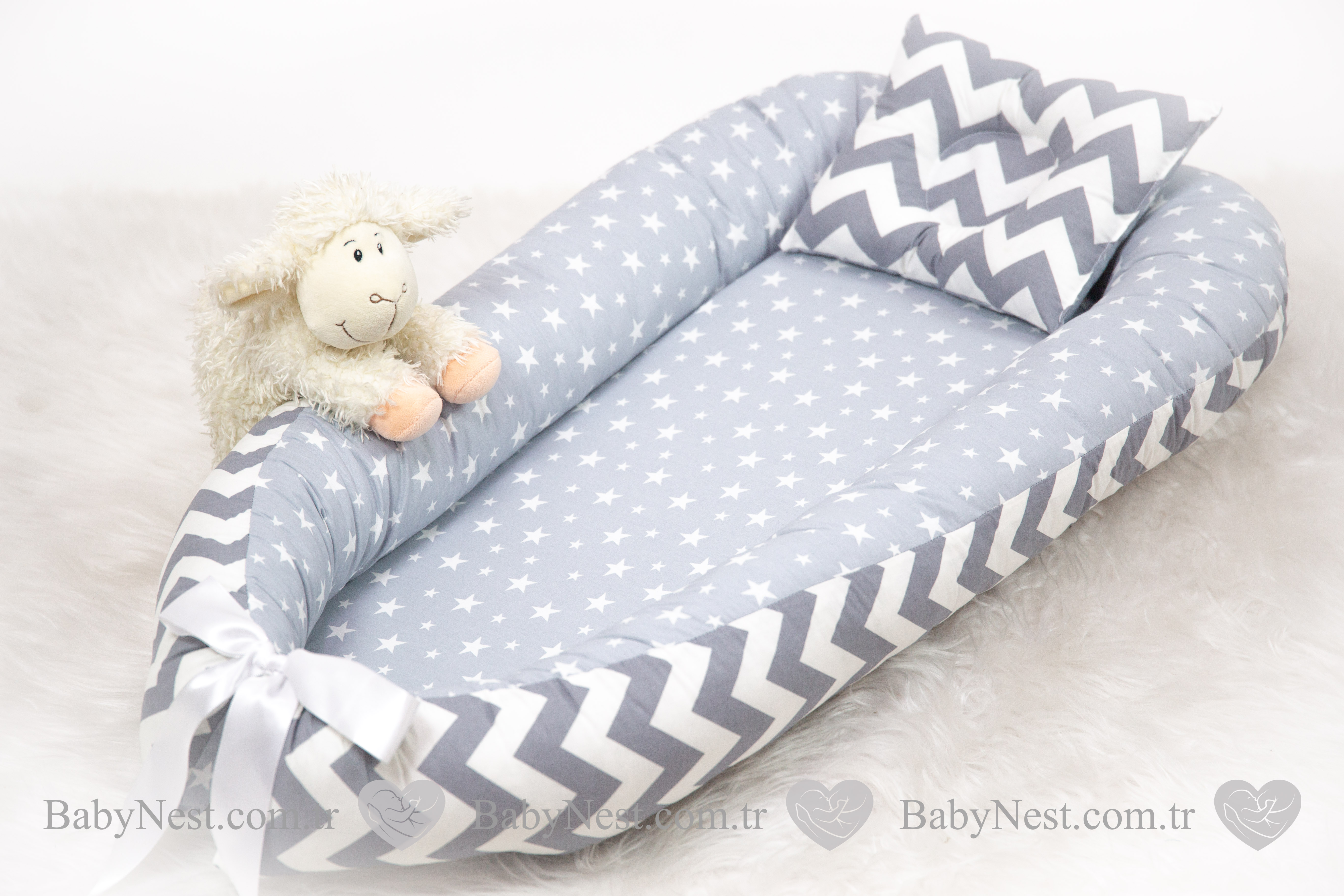 Babynest Küçük Gri Yıldız Ve Koyu Kalın Zikzak