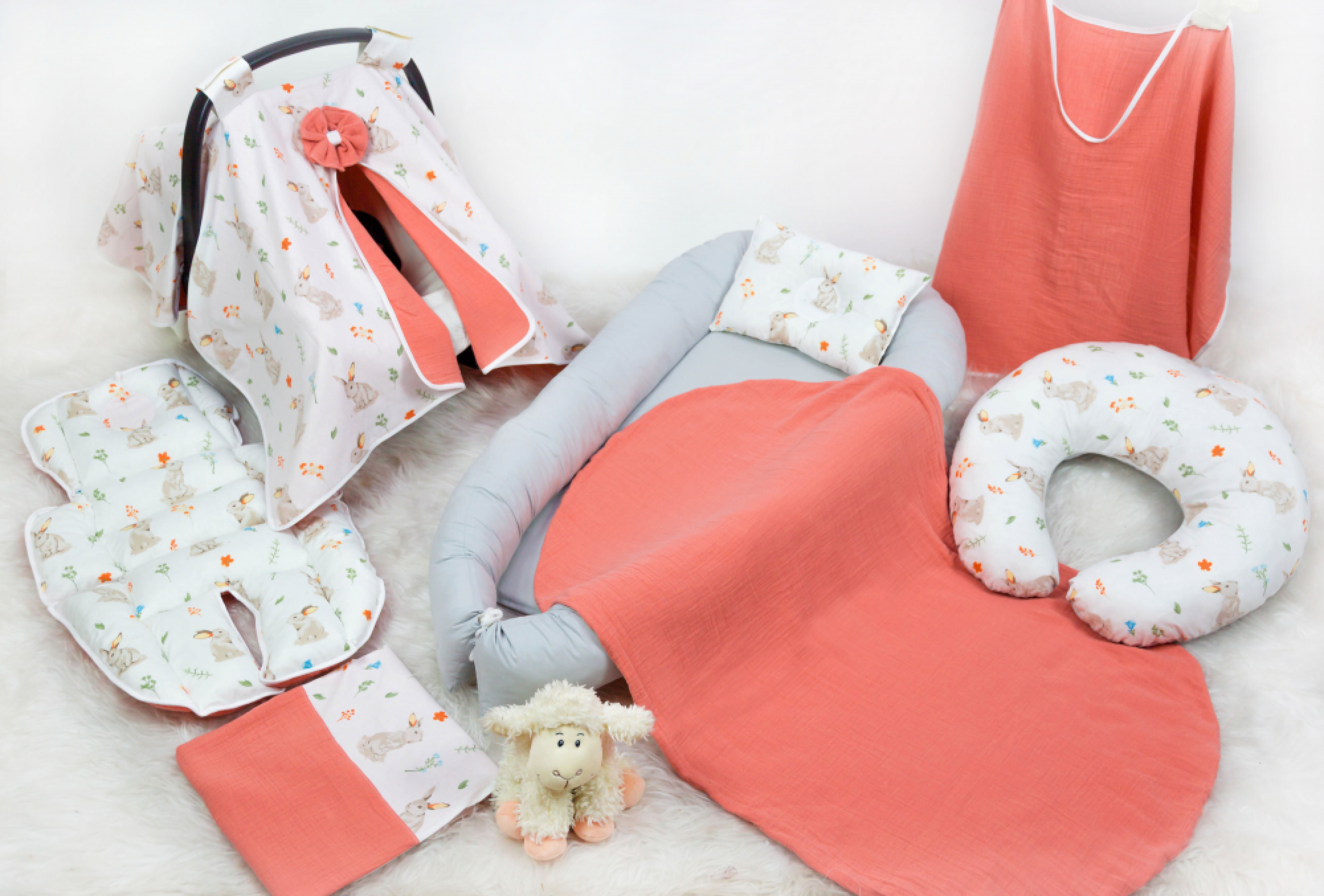 Babynest Full Seti Tavşan Kiremit Müslin Set
