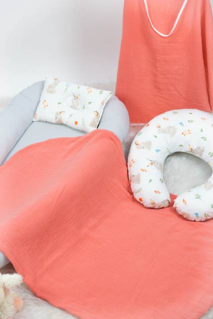 BabyNest FULL Seti Tavşan Kiremit Müslin Set