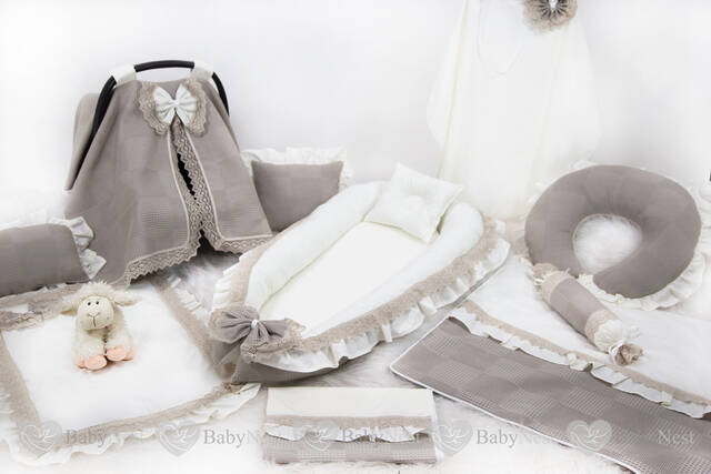 BabyNest FULL 11 Parça Seti Taş Rengi Pike&Dantel