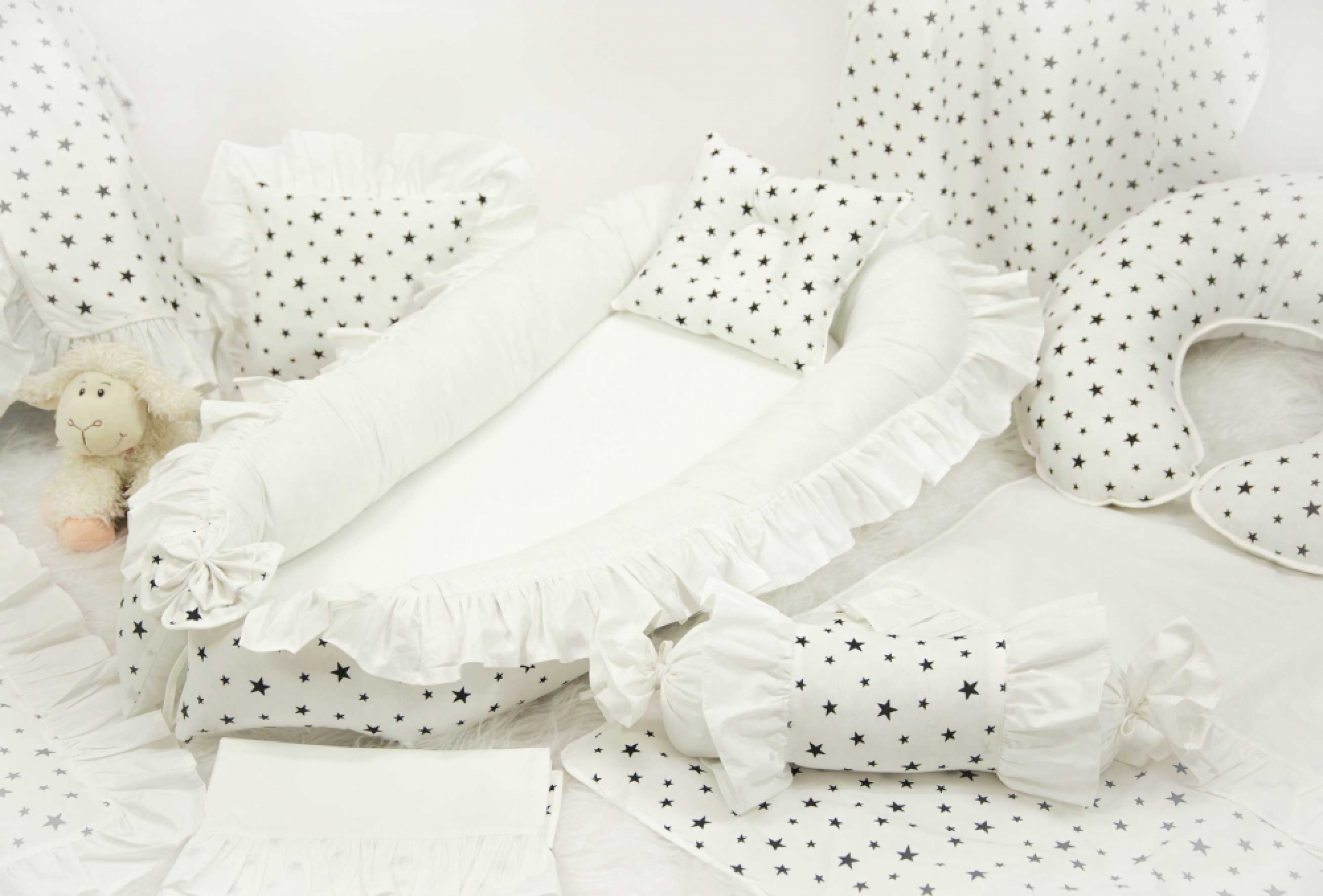 Babynest Full Seti 11 Parça Sadem Beyaz Fırfırlı