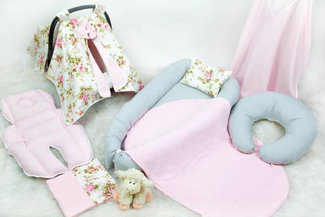 BabyNest FULL Seti Pembe Çiçekli Müslin Set