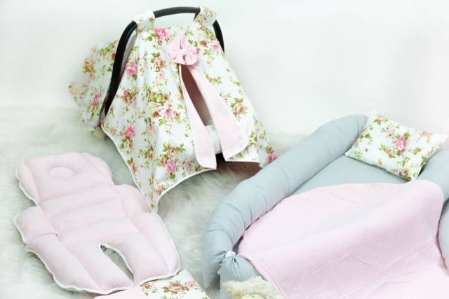 BabyNest FULL Seti Pembe Çiçekli Müslin Set