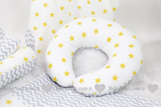 BabyNest FULL Seti Büyük Sarı Yıldız ve Gri Zikzak - Thumbnail