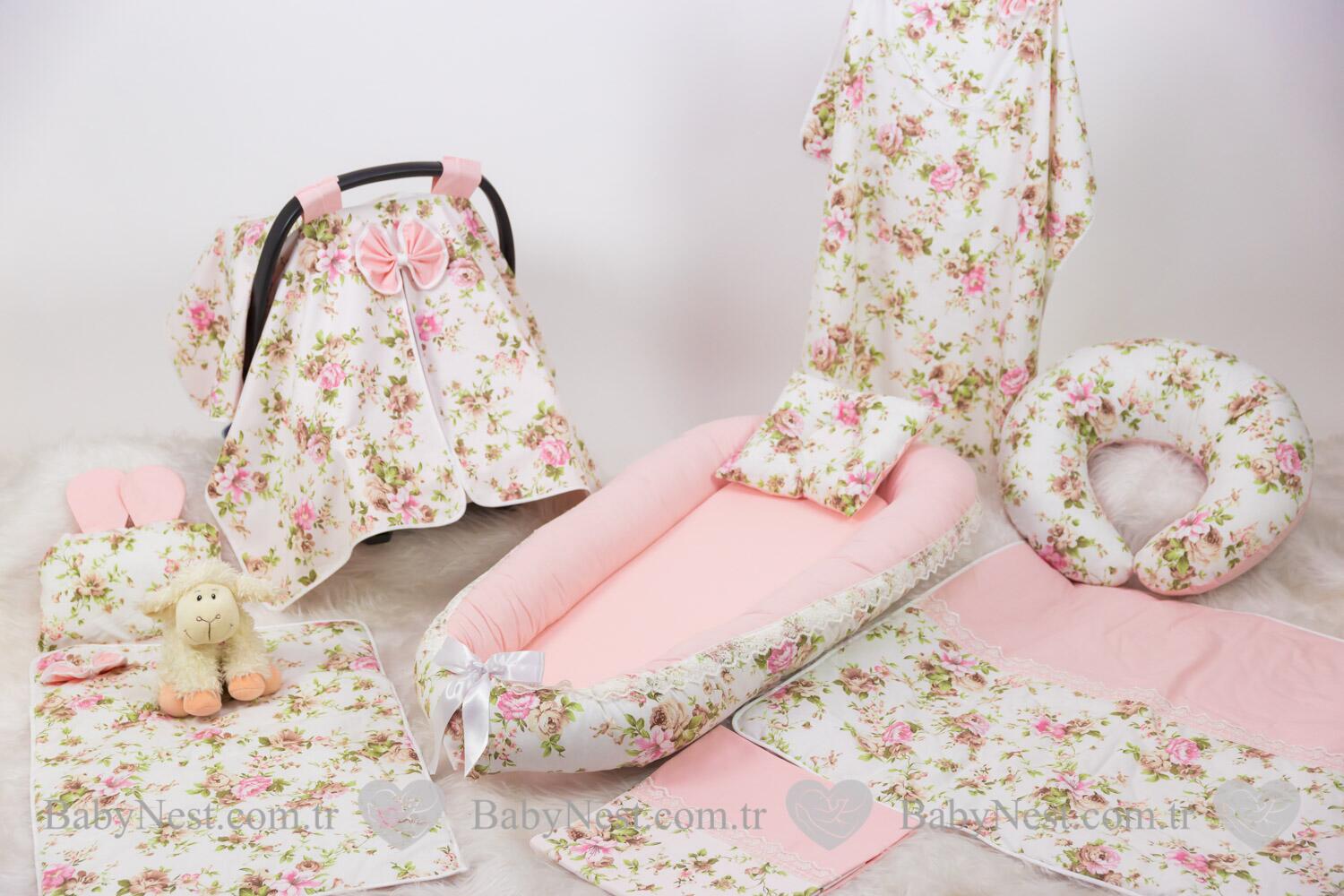 Babynest Full Seti Güpürlü Çiçekli