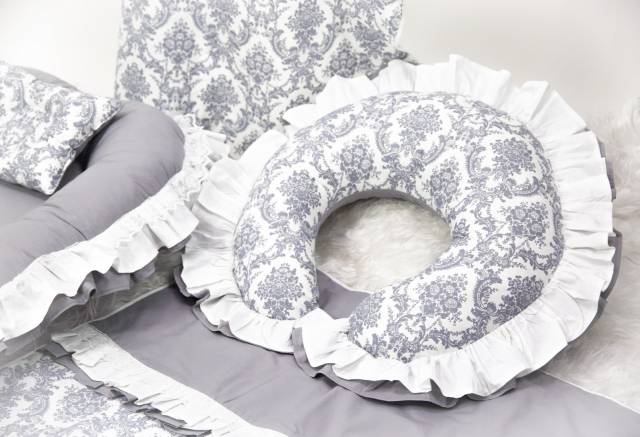 BabyNest FULL 10 Parça Seti Çift Kat Fırfırlı&Güpürlü Elegant Gri