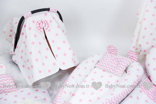 BabyNest FULL Seti Pembe Yıldız ve Pembe Zikzak