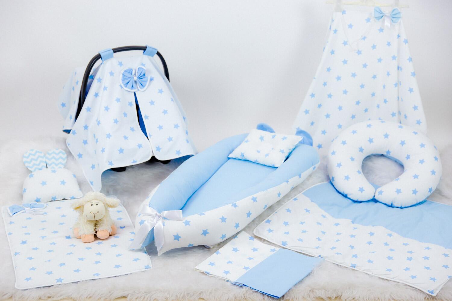 Babynest Full Seti Düz Mavi Ve Mavi Yıldız