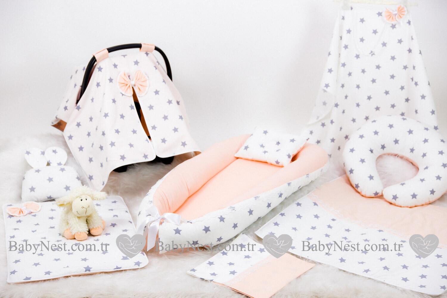 Babynest Full Seti Pudra Ve Gri Büyük Yıldız
