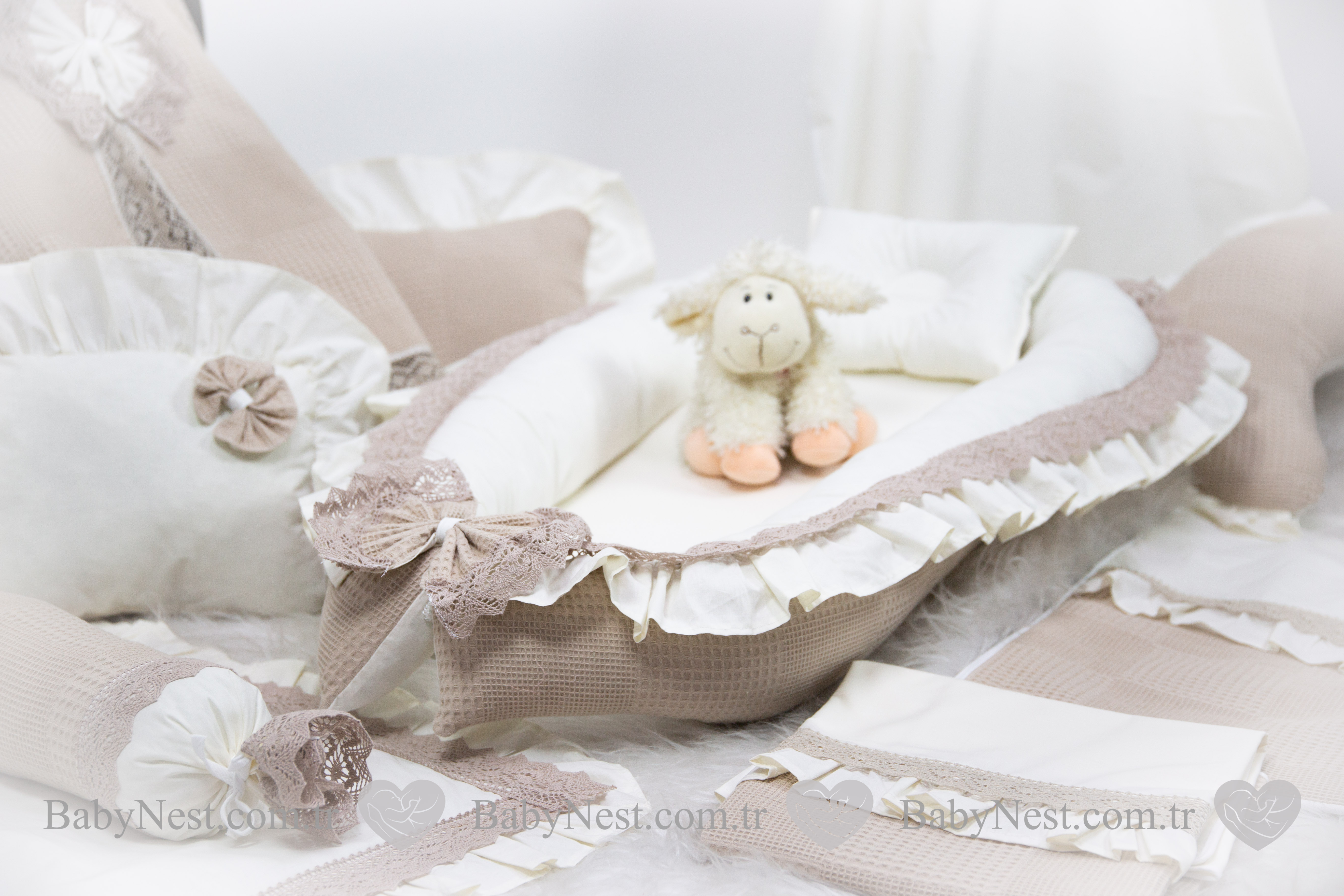 Babynest Full  11 Parça Seti Cappuccino Rengi Pike&dantel
