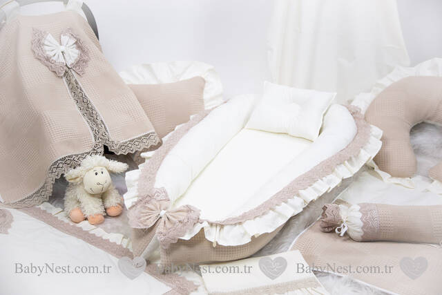 BabyNest FULL 11 Parça Seti Cappuccino Rengi Pike&Dantel