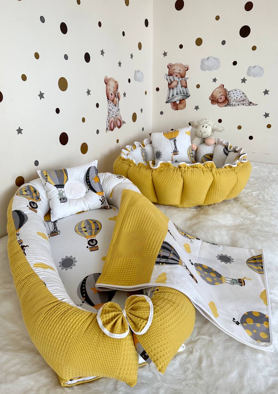 Babynest + Oyun Minderi + İnce Örtü 5 Parça Pikeli Model Set