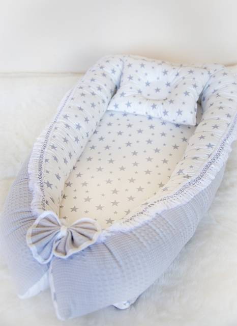 BabyNest Gri Yıldız ve Pikeli