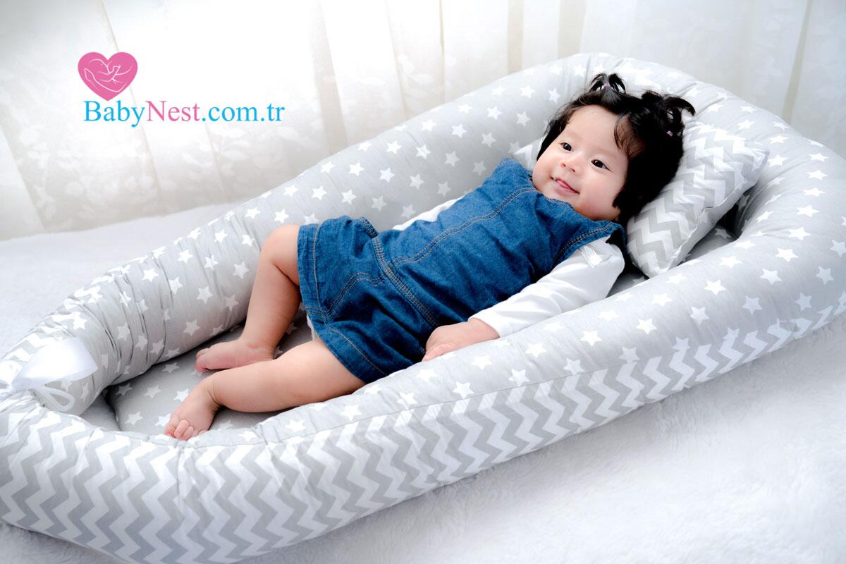 Babynest Açık Gri Yıldız Ve Açık Gri Zikzak
