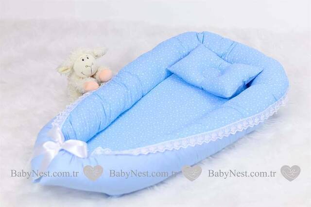 BabyNest Güpürlü Mavi Minik Yıldız ve Düz Mavim