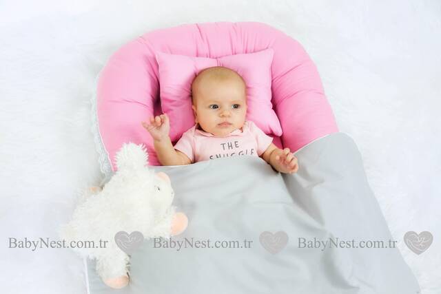 BabyNest Güpürlü Pembe ve Gri