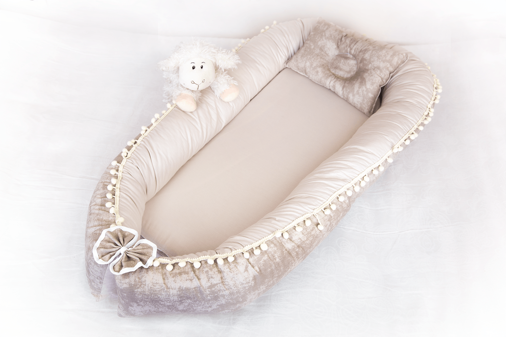 Babynest Bej Ponponlu