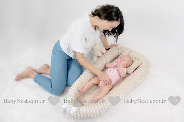 BabyNest Krem Yıldız ve Zikzaklı