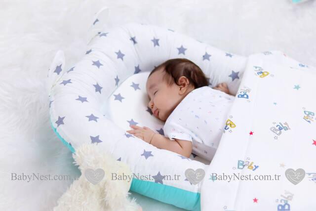 BabyNest Kulaklı Mint Yıldız