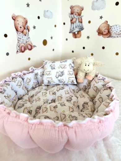 BabyNest + Oyun Minderi + İnce Örtü 5 Parça Pikeli Model Set - Thumbnail