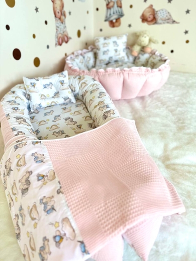 BabyNest + Oyun Minderi + İnce Örtü 5 Parça Pikeli Model Set - Thumbnail