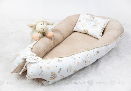 BabyNest - BabyNest Fitilli Sütlü Kahve Pike ve Gökkuşağı