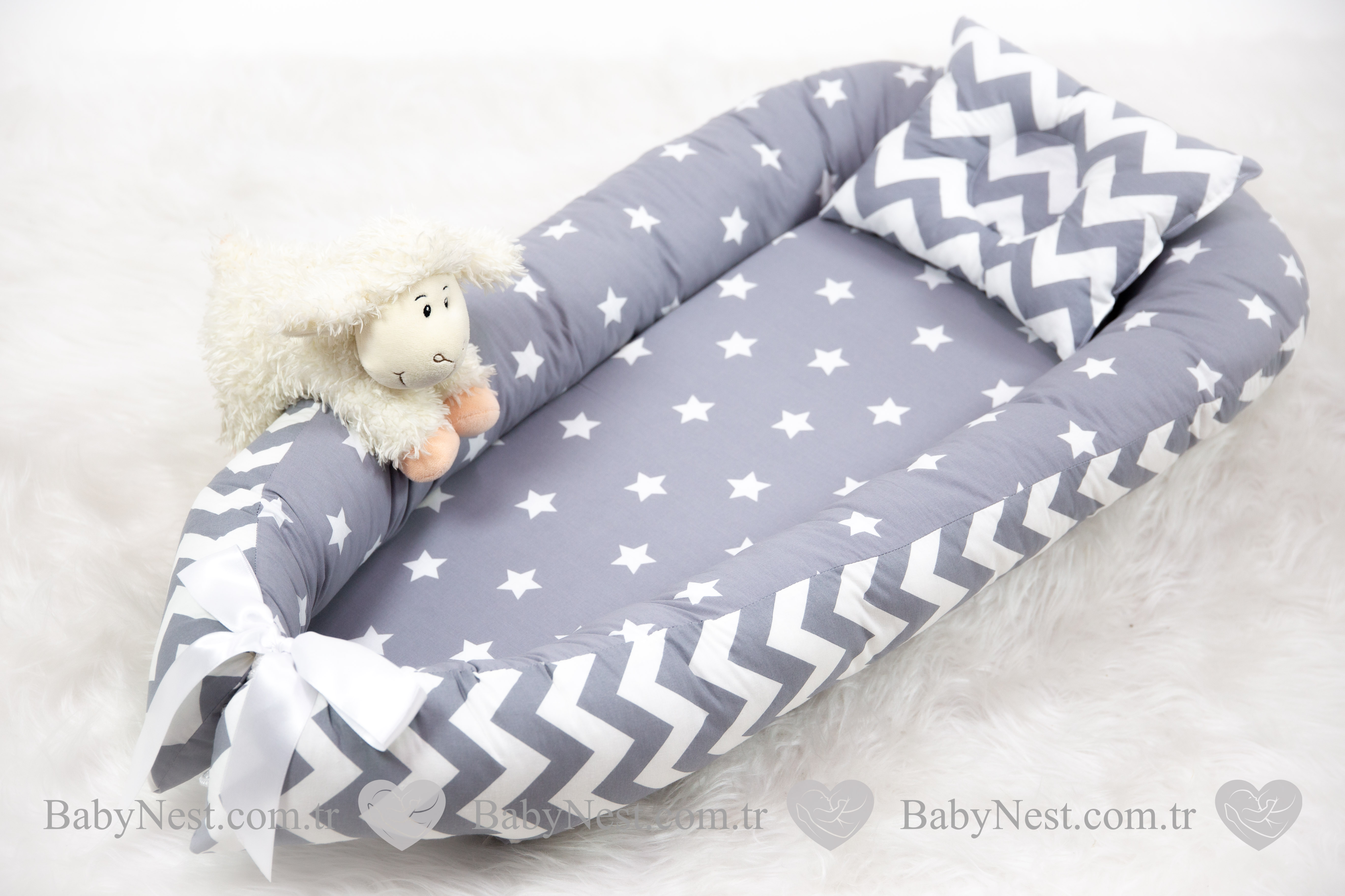 Babynest Koyu Gri Yıldız Ve Gri Kalın Zikzak (koyu)