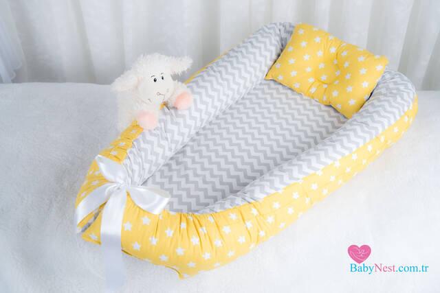 BabyNest Sarı Yıldız ve Gri Zikzak