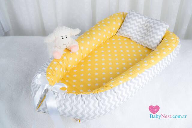 BabyNest Sarı Yıldız ve Gri Zikzak