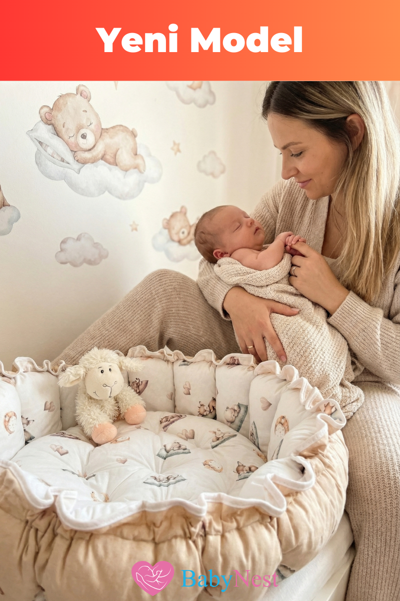 Premium Yuvarlak Oyun Minderi – %100 Pamuk, Ultra Yumuşak Dolgu, Geniş İç Alan, Emniyetli Kenar Bariyerli, Bebek Uyku ve Oyun Yatağı