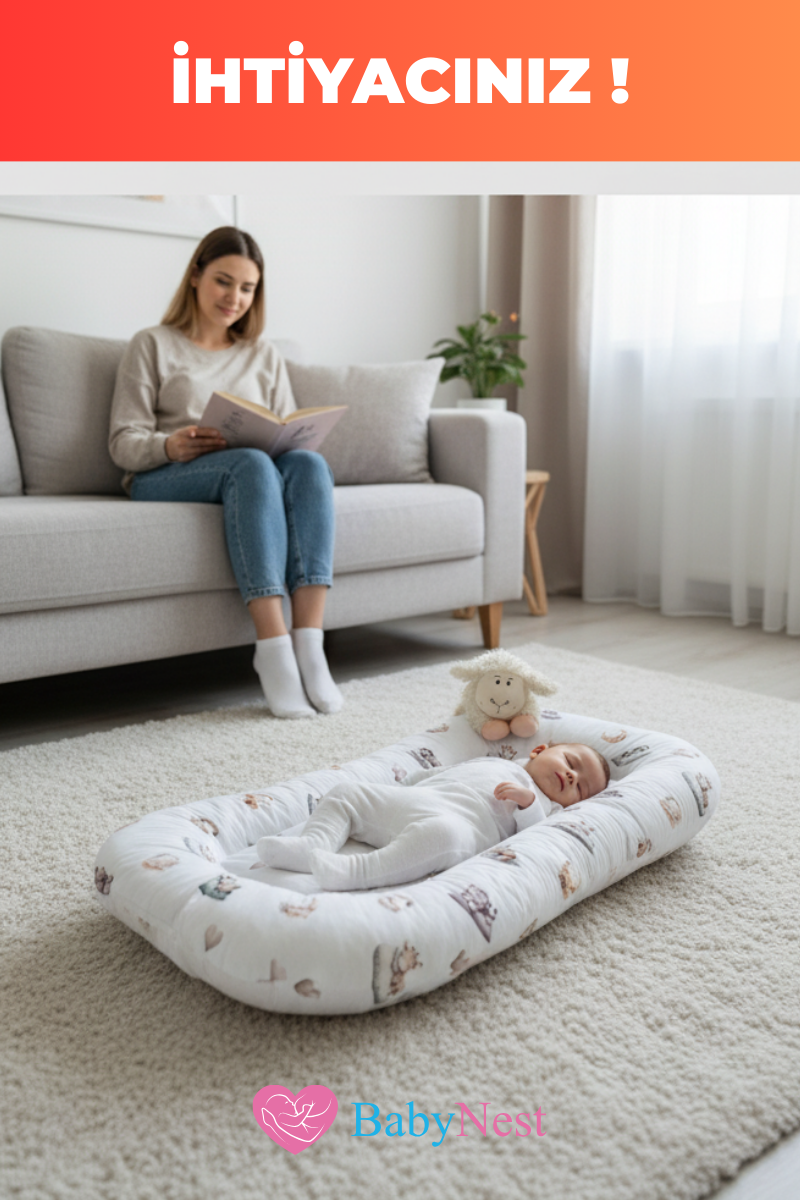 Organik Pamuk Yeni Doğan Baby Nest – Uyuyan Hayvanlar Desenli – Anti-Alerjik, Nefes Alabilen, Taşınabilir ve Beşik İçi Kullanıma Uygun