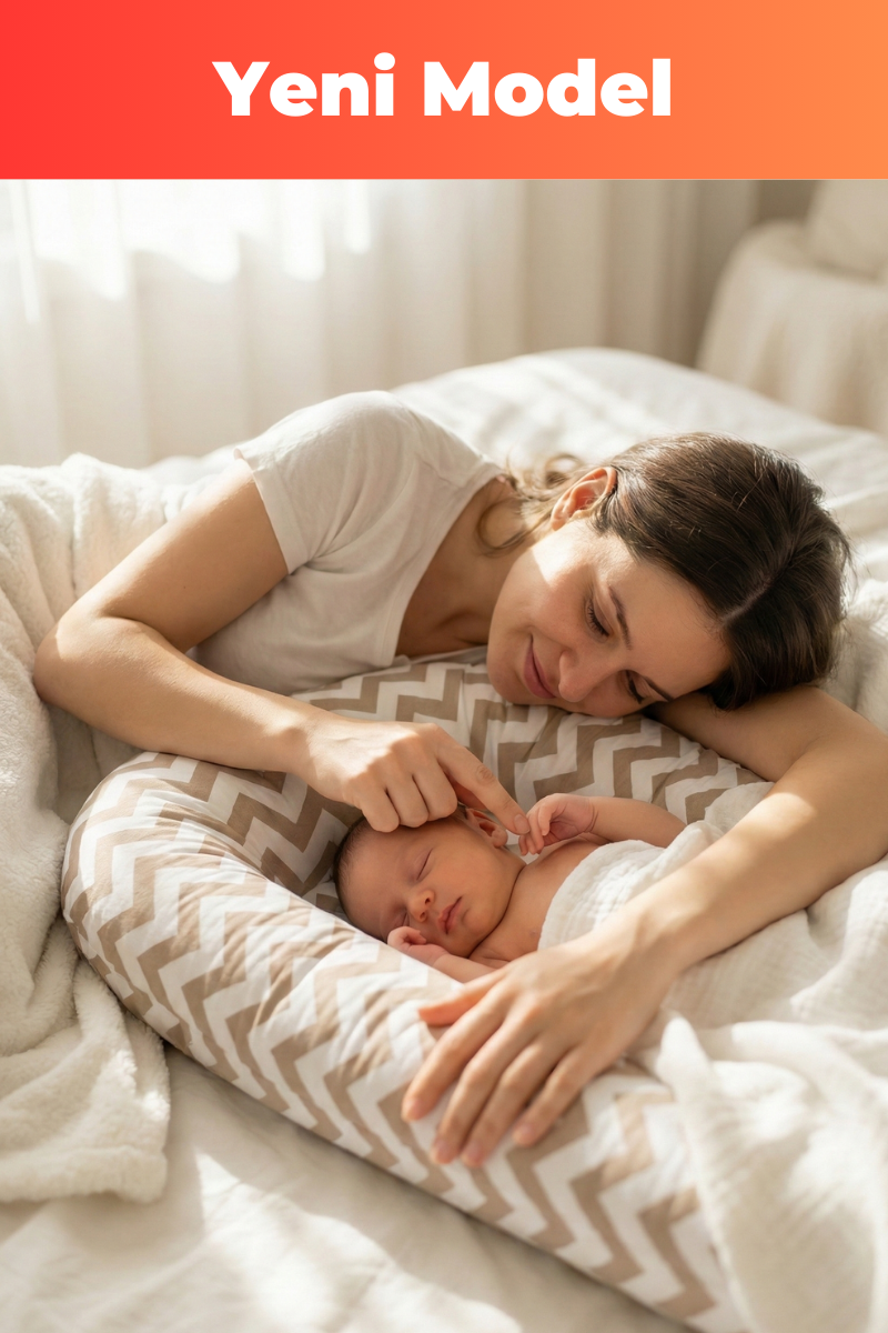 Organik Pamuk Baby Nest – Kahve Zigzag Desenli – Yeni Doğan Yatak, Nefes Alabilen, Anti-Alerjik, Güvenli Uyku Alanı