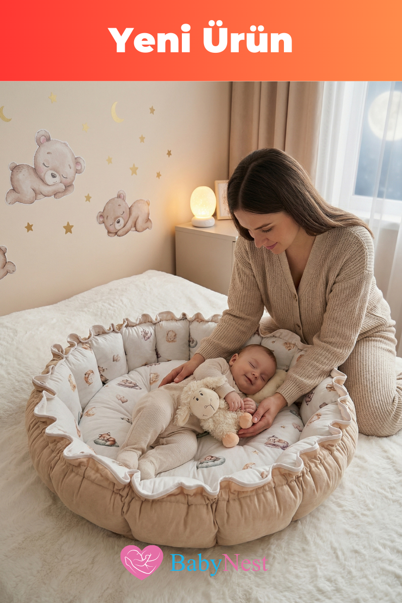 Premium Yuvarlak Oyun Minderi – %100 Pamuk, Ultra Yumuşak Dolgu, Geniş İç Alan, Emniyetli Kenar Bariyerli, Bebek Uyku ve Oyun Yatağı