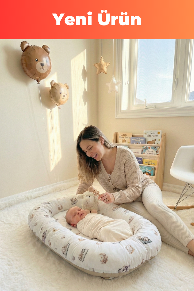 Organik Pamuk Yeni Doğan Baby Nest – Uyuyan Hayvanlar Desenli – Anti-Alerjik, Nefes Alabilen, Taşınabilir ve Beşik İçi Kullanıma Uygun