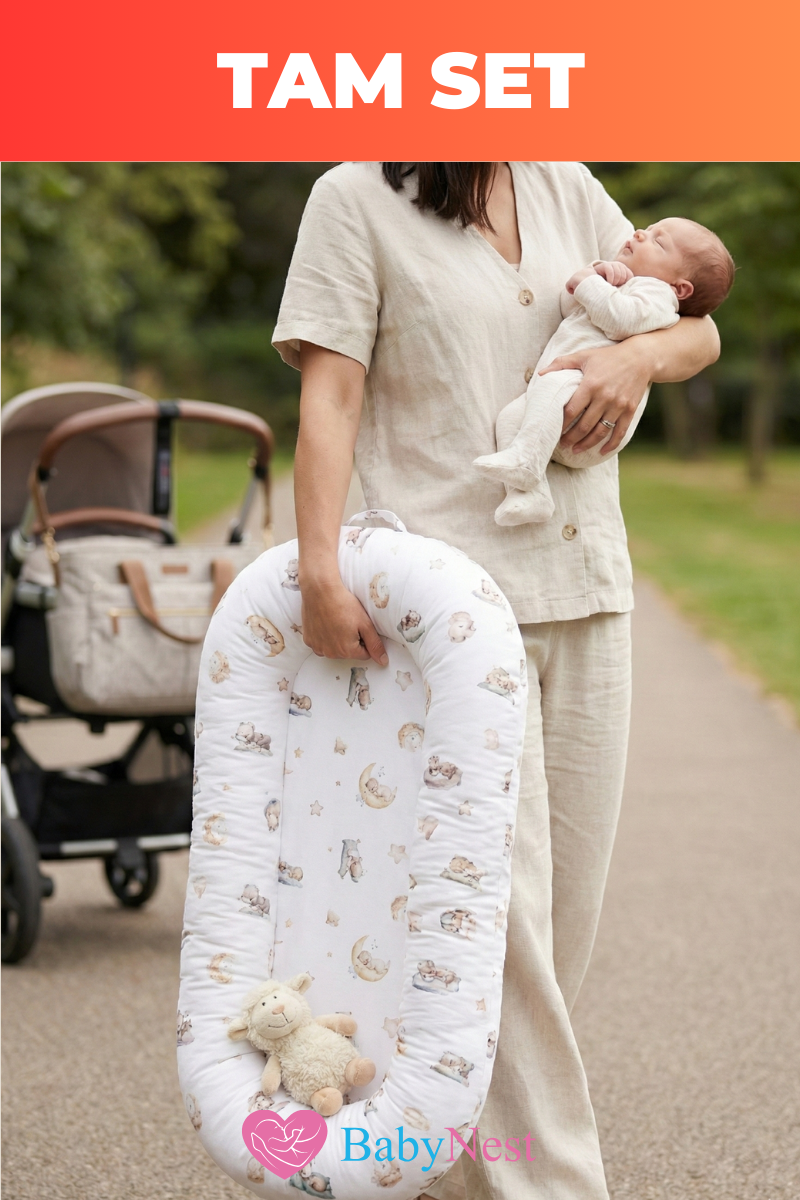 Organik Pamuk Yeni Doğan Baby Nest – Uyuyan Hayvanlar Desenli – Anti-Alerjik, Nefes Alabilen, Taşınabilir ve Beşik İçi Kullanıma Uygun