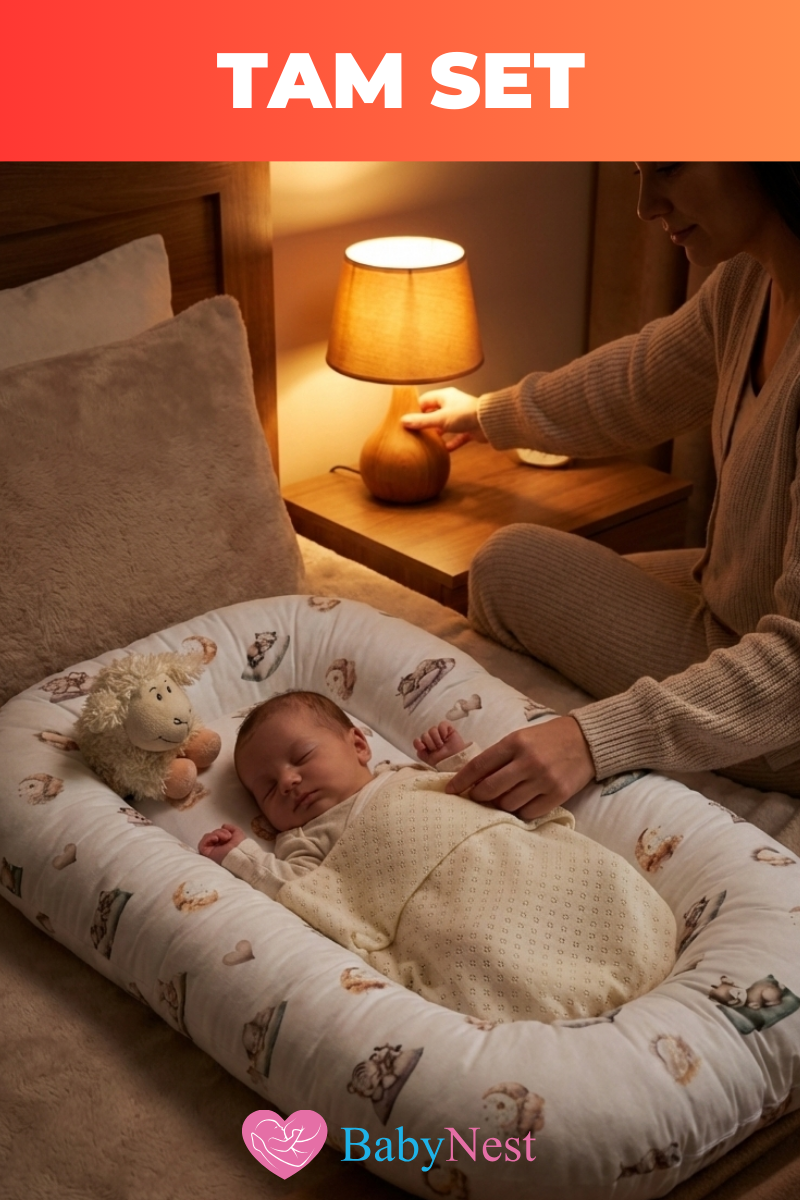 Organik Pamuk Yeni Doğan Baby Nest – Uyuyan Hayvanlar Desenli – Anti-Alerjik, Nefes Alabilen, Taşınabilir ve Beşik İçi Kullanıma Uygun