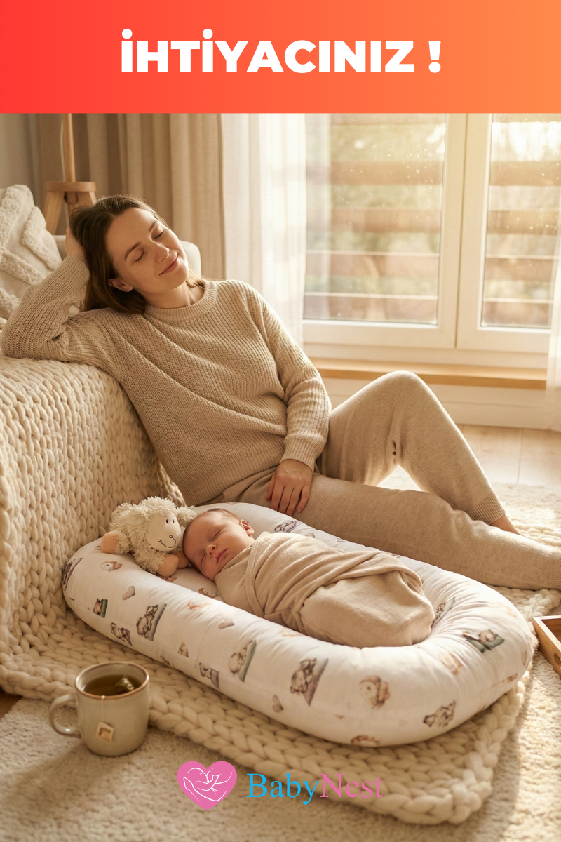 Organik Pamuk Yeni Doğan Baby Nest – Uyuyan Hayvanlar Desenli – Anti-Alerjik, Nefes Alabilen, Taşınabilir ve Beşik İçi Kullanıma Uygun