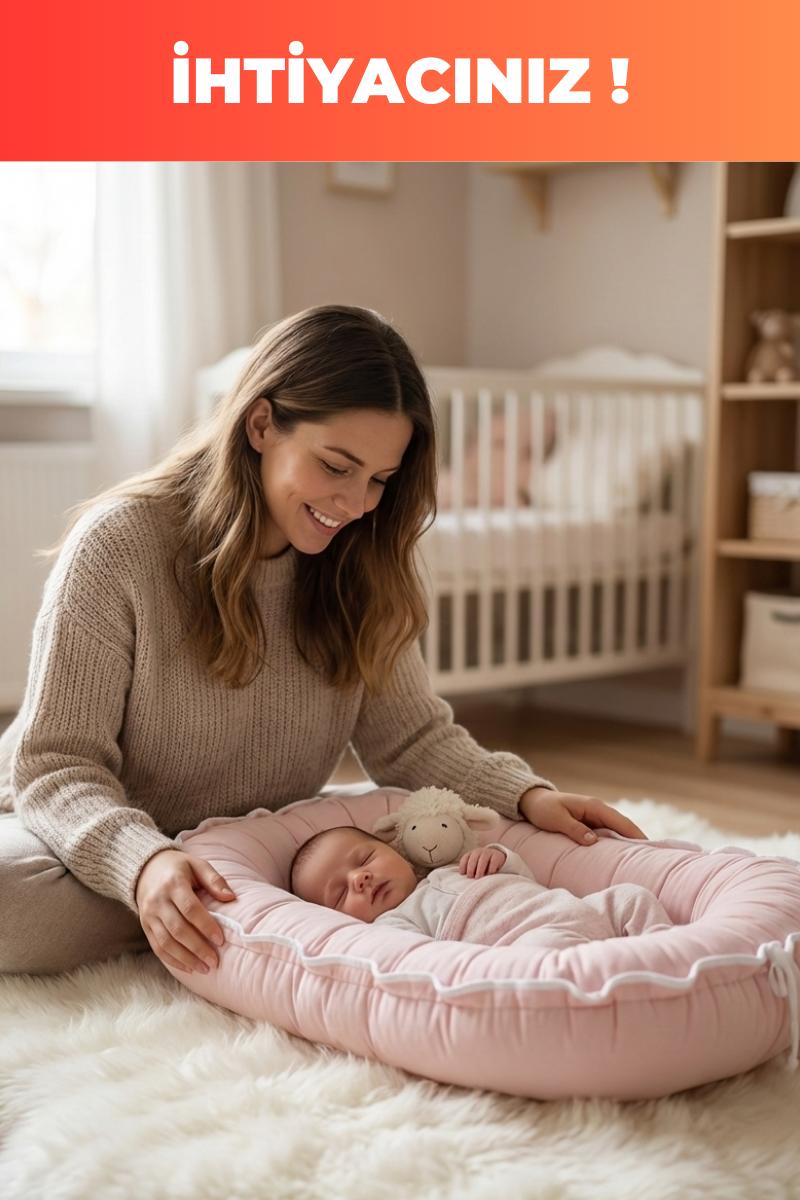Bebek Pembesi Premium Yenidoğan Bebek Destek Minderi – Ergonomik, Anti-Alerjik, Ultra Yumuşak Bebek Uyku ve Dinlenme Yatağı