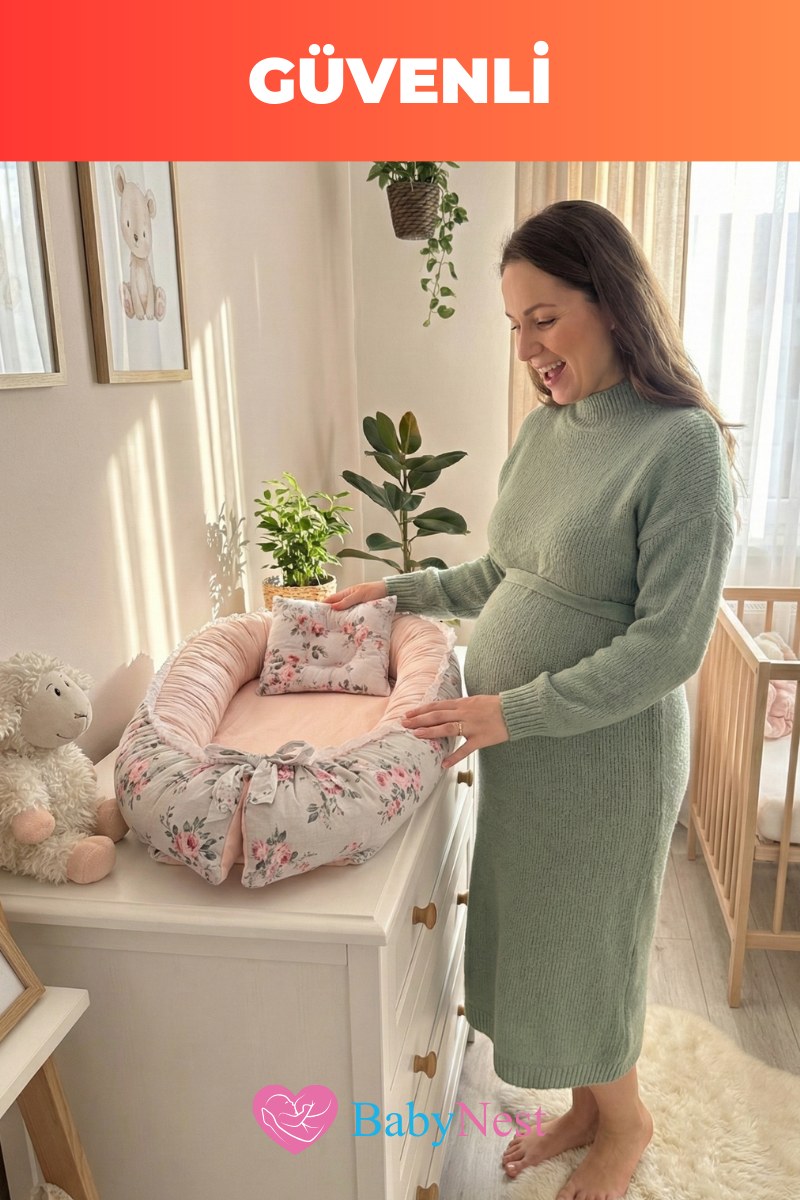 Gülbahçesi Desenli Baby Nest Yenidoğan Bebek Yatağı – Ultra Yumuşak, Güvenli, Taşınabilir Anne Kucağı Yatağı