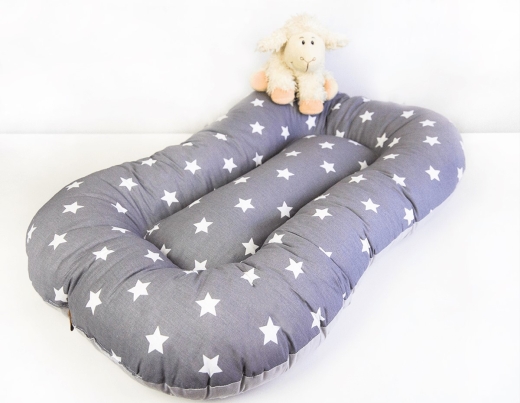 BabyNest - Oval BabyNest Düz Gri ve Gri Yıldız